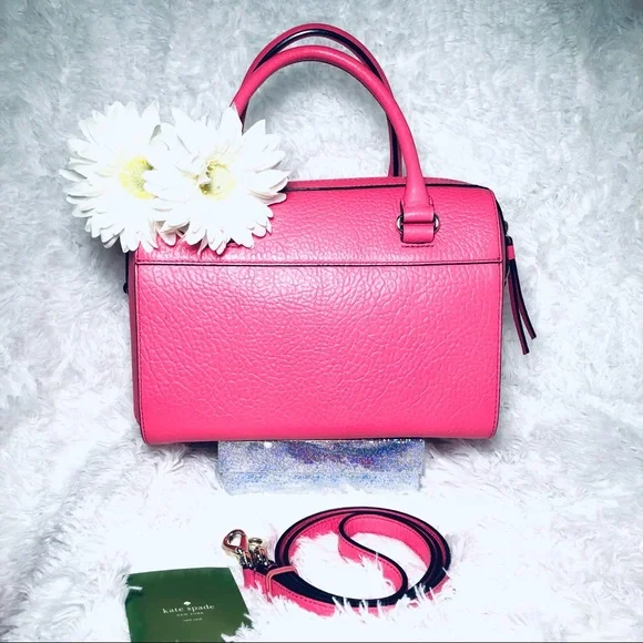 NWOT! Kate Spade | Delaney Perri Lane Bubbles Peony Pink Leather Satchel - Picture 11 of 16